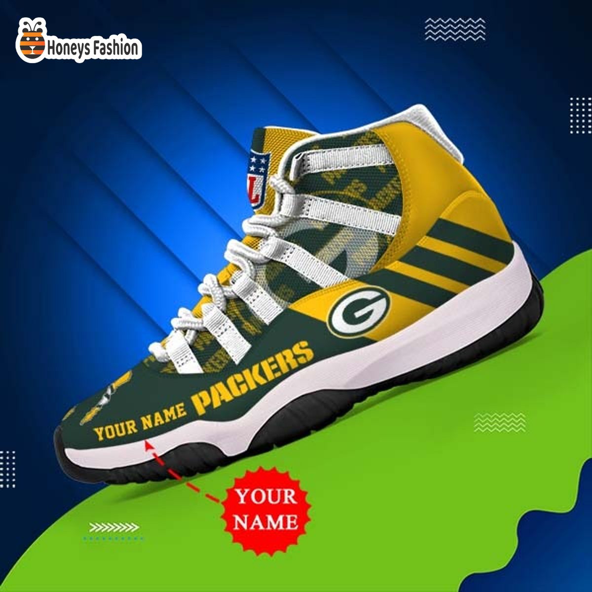 Green Bay Packers NFL Adidas Personalized Air Jordan 11 Shoes