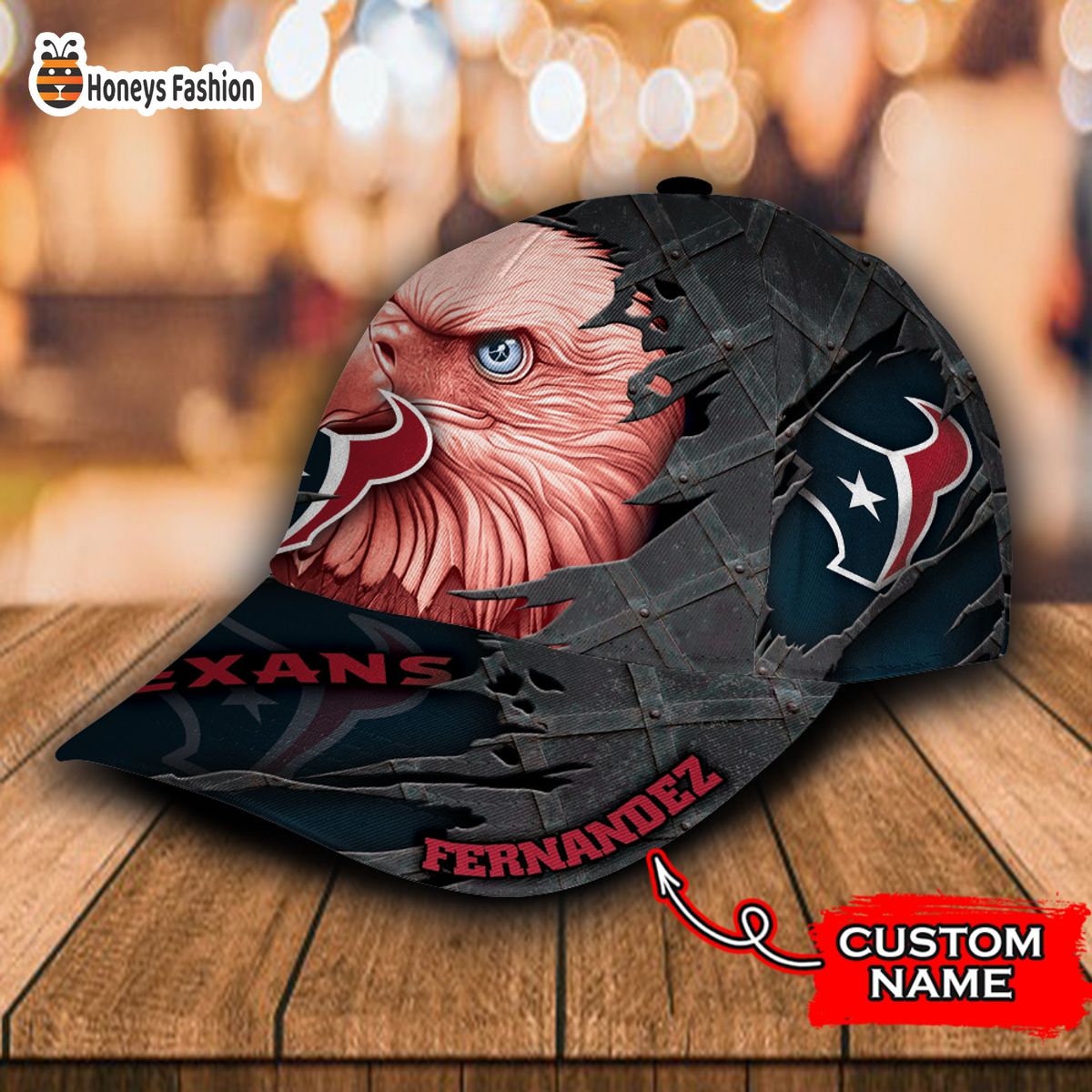 Houston Texans NFL Eagle Custom Name Classic Cap