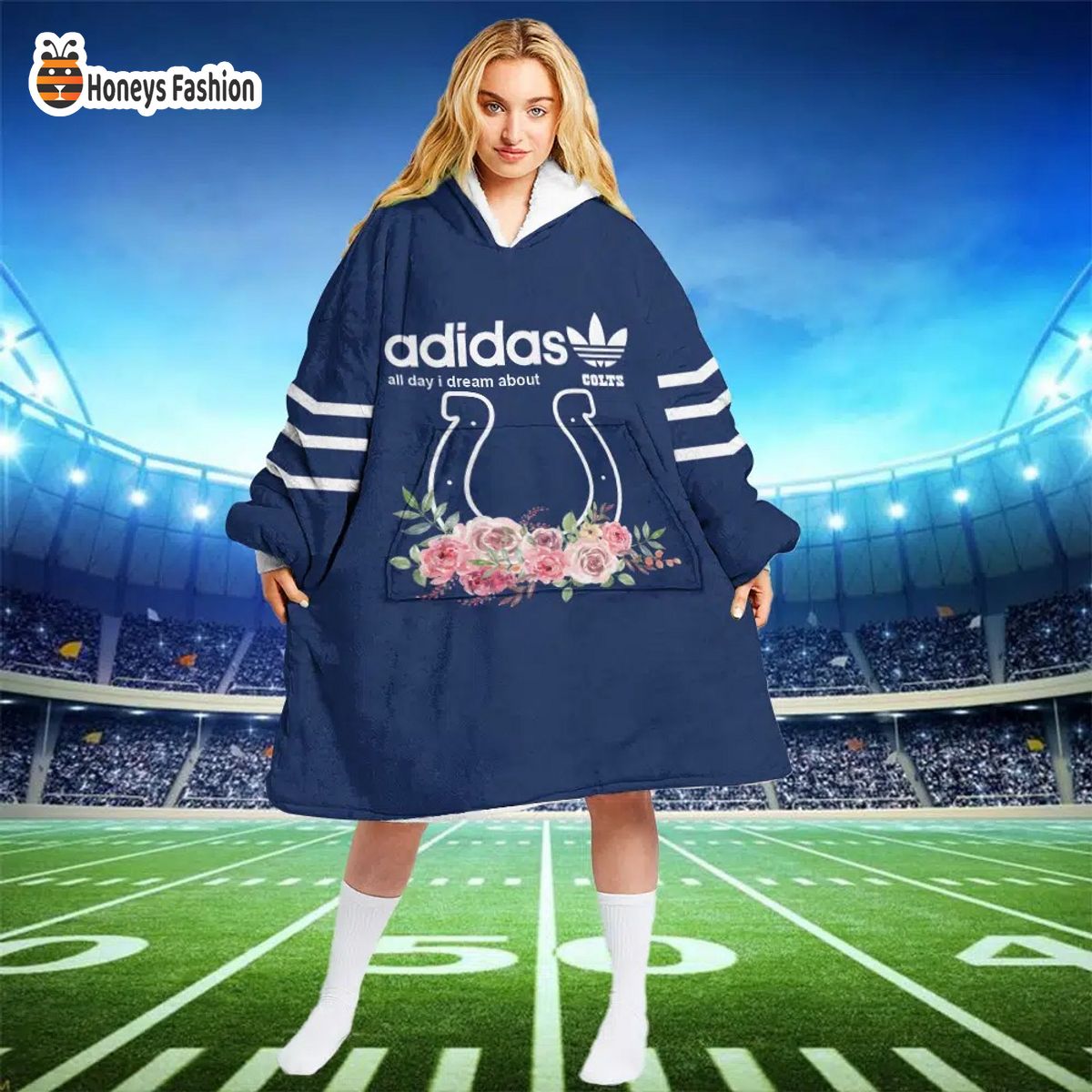 Indianapolis Colts NFL Adidas all day i dream about Colts blanket hoodie