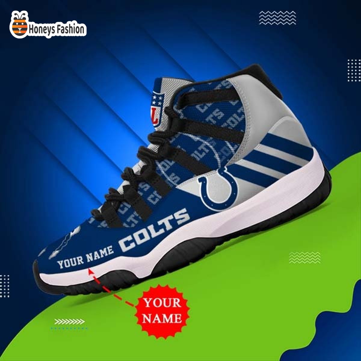 Indianapolis Colts NFL Adidas Personalized Air Jordan 11 Shoes