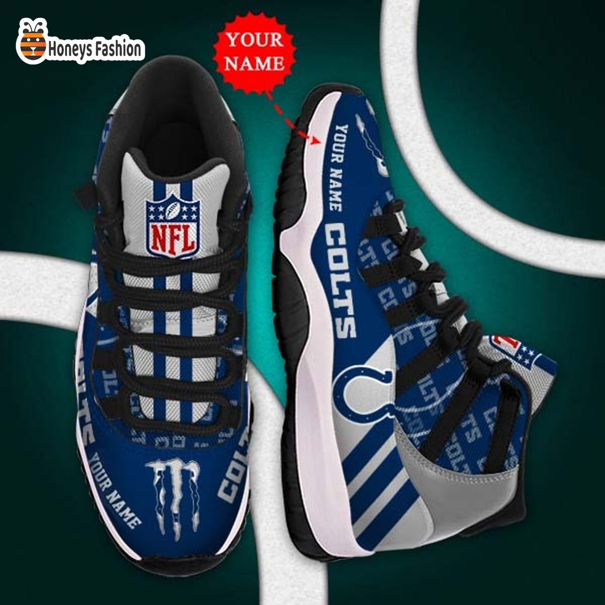 Indianapolis Colts NFL Adidas Personalized Air Jordan 11 Shoes