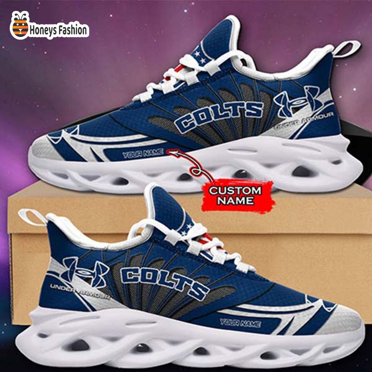 Indianapolis Colts Under Armour Custom Name Max Soul Sneaker