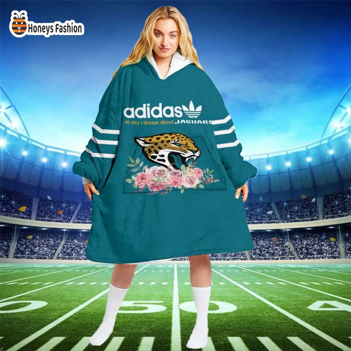 Jacksonville Jaguars NFL Adidas all day i dream about Jaguars blanket hoodie