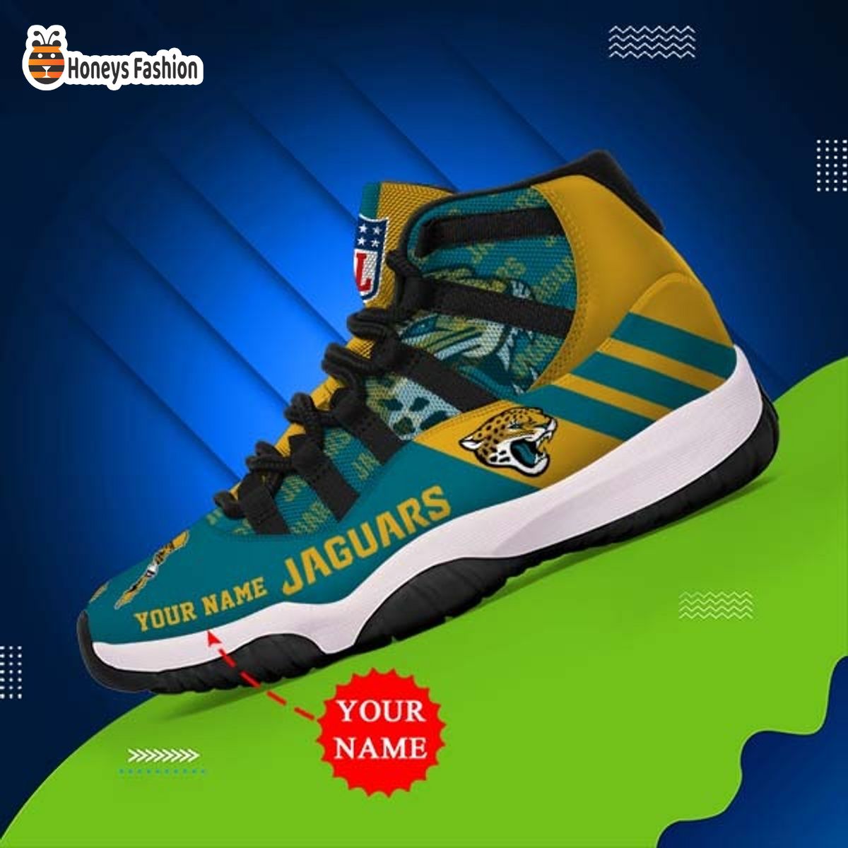 Jacksonville Jaguars NFL Adidas Personalized Air Jordan 11 Shoes