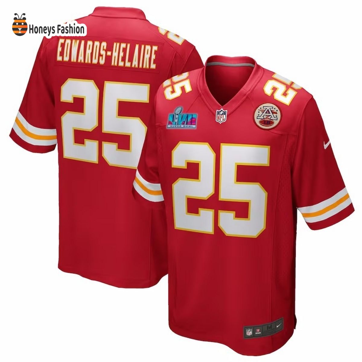 Kansas City Chiefs 25 Clyde Edwards-Helaire Nike Red Super Bowl LVII Game Jersey