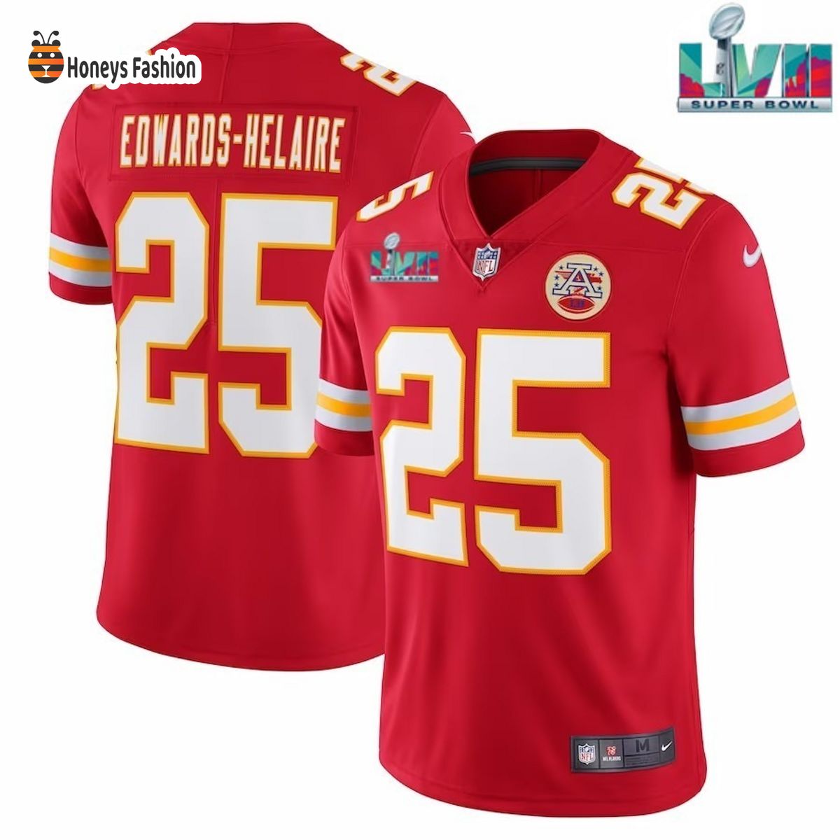 Kansas City Chiefs 25 Clyde Edwards-Helaire Red Super Bowl LVII Game Jersey