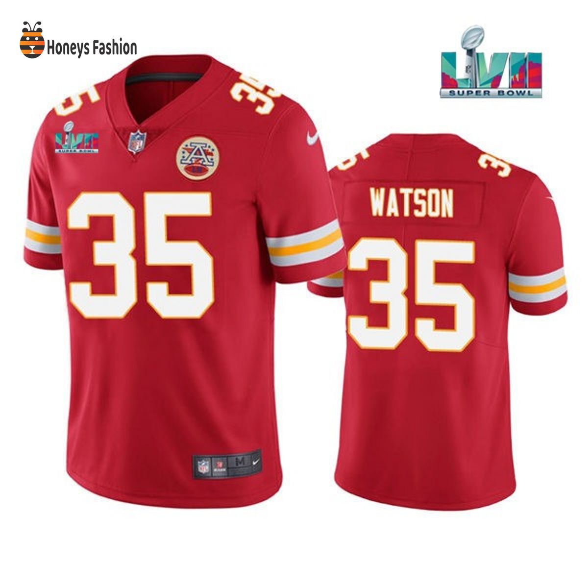 Kansas City Chiefs 35 Jaylen Watson Red Super Bowl LVII Game Jersey