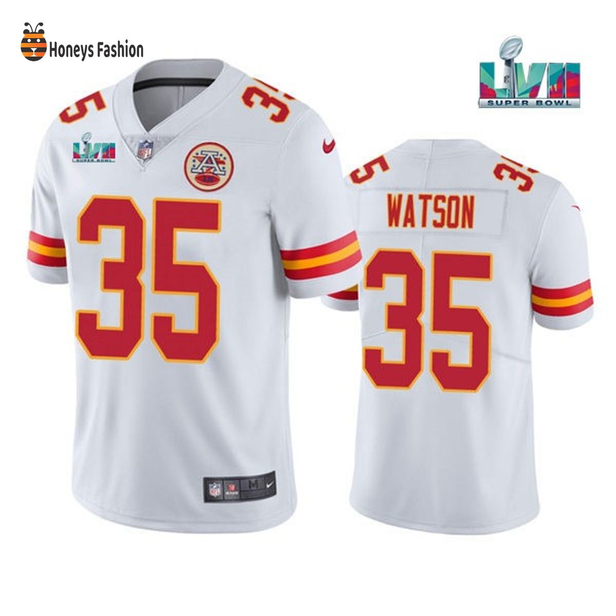 Kansas City Chiefs 35 Jaylen Watson White Super Bowl LVII Game Jersey