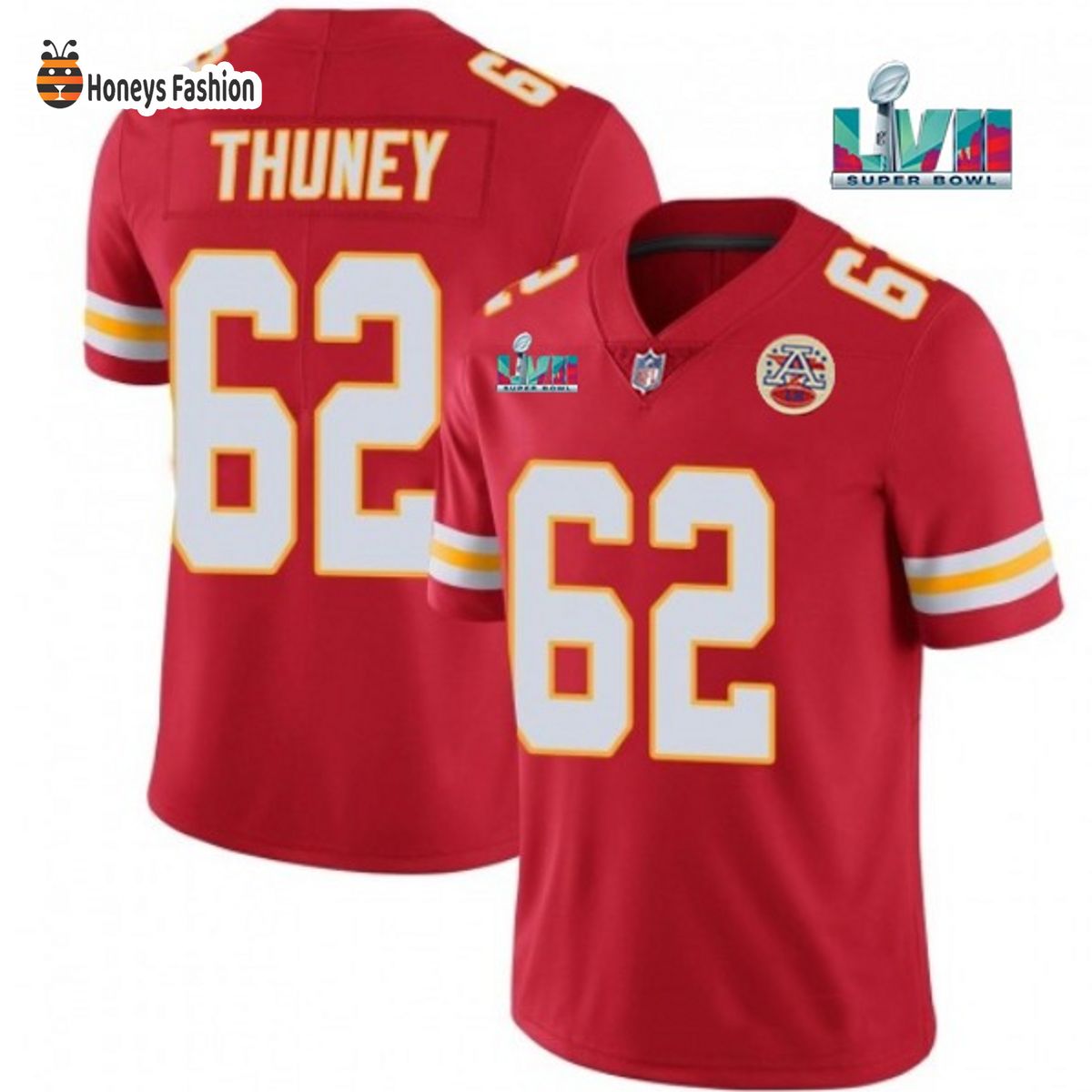 Kansas City Chiefs 62 Joe Thuney Red Super Bowl LVII Game Jersey