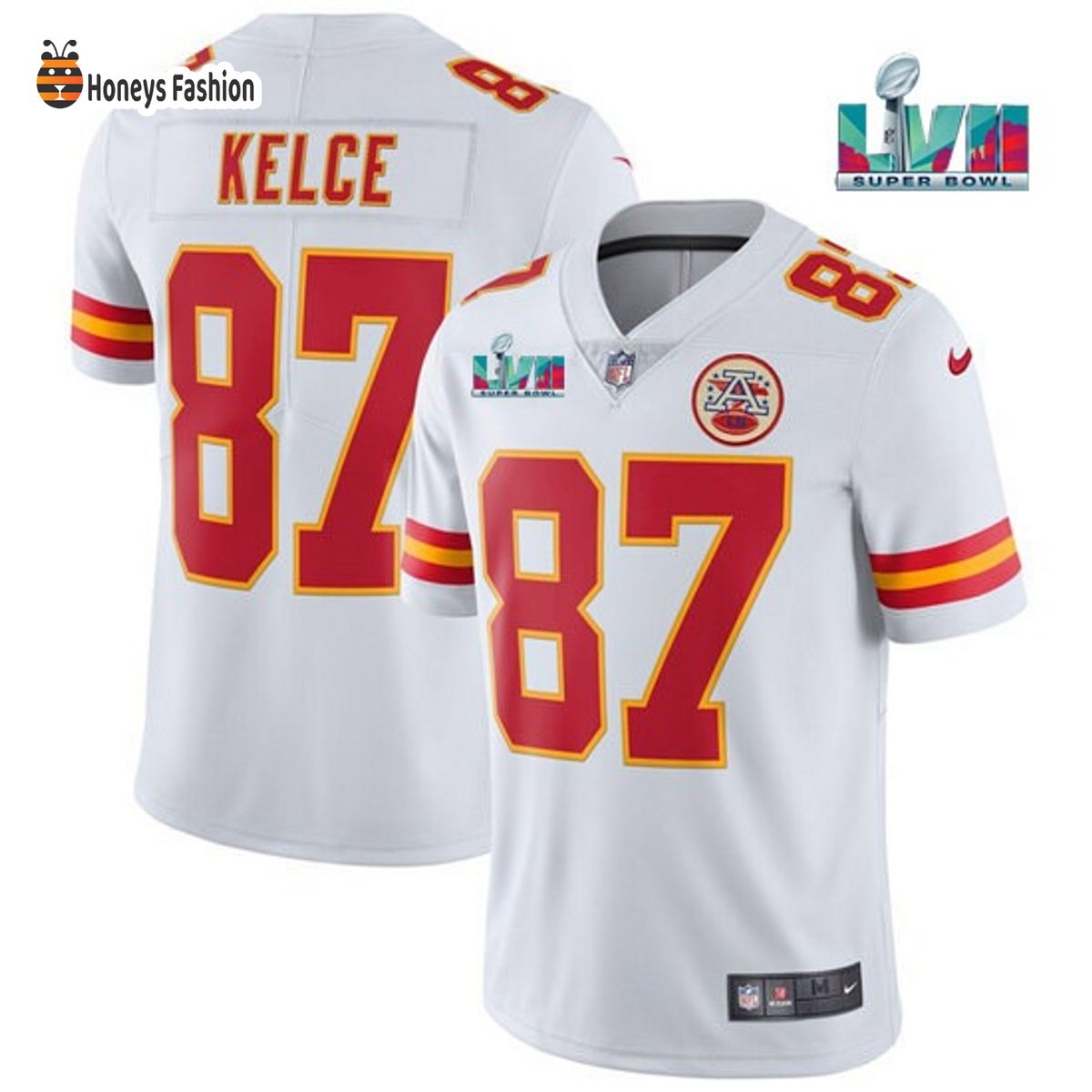 Kansas City Chiefs 87 Travis Kelce White Super Bowl LVII Game Jersey