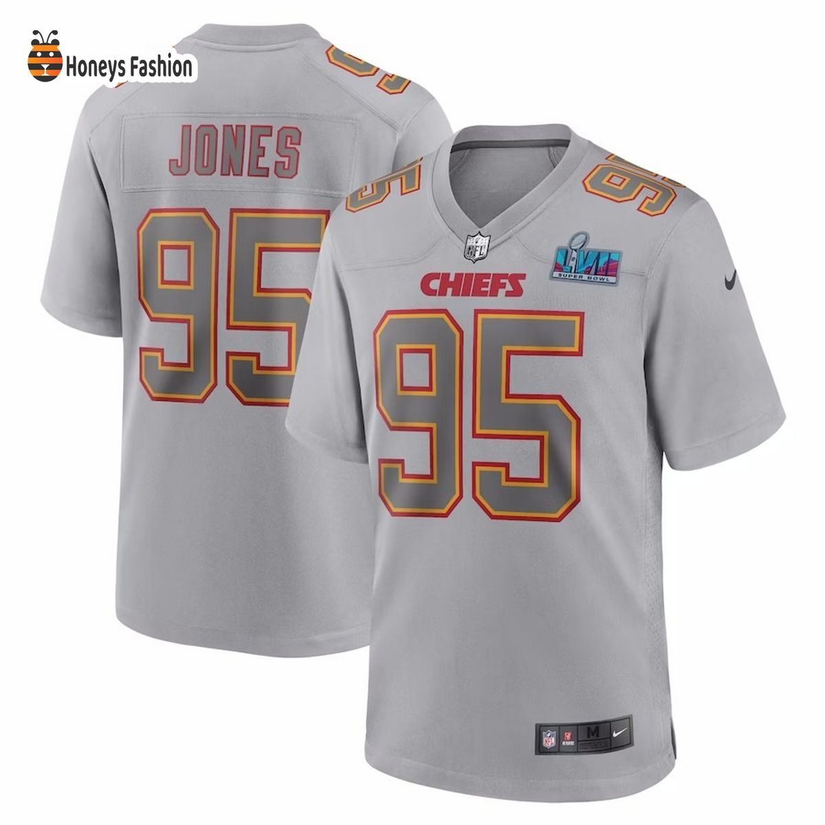 Kansas City Chiefs 95 Chris Jones Nike Gray Super Bowl LVII Game Jersey