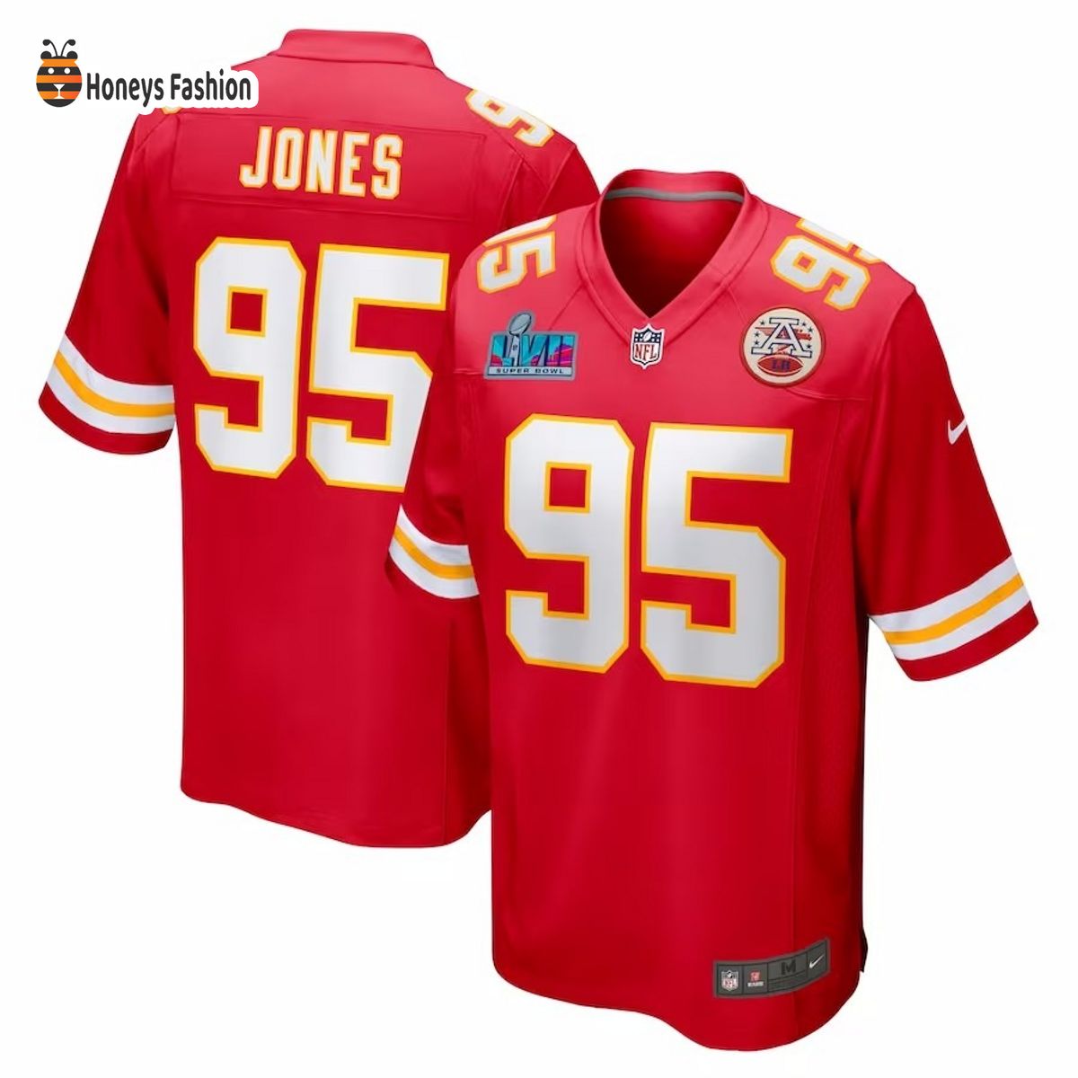 Kansas City Chiefs 95 Chris Jones Nike Red Super Bowl LVII Game Jersey