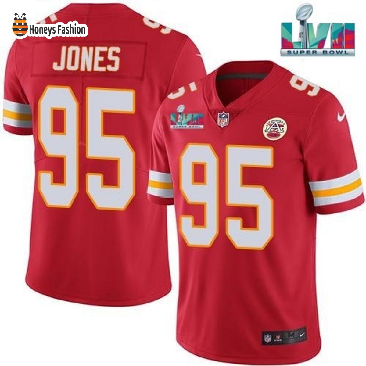 Kansas City Chiefs 95 Chris Jones Red Super Bowl LVII Game Jersey