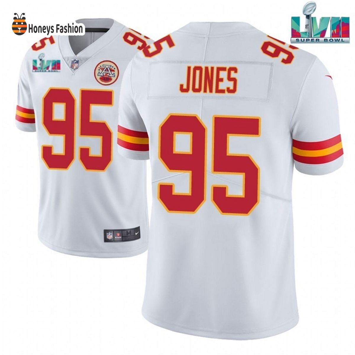 Kansas City Chiefs 95 Chris Jones White Super Bowl LVII Game Jersey