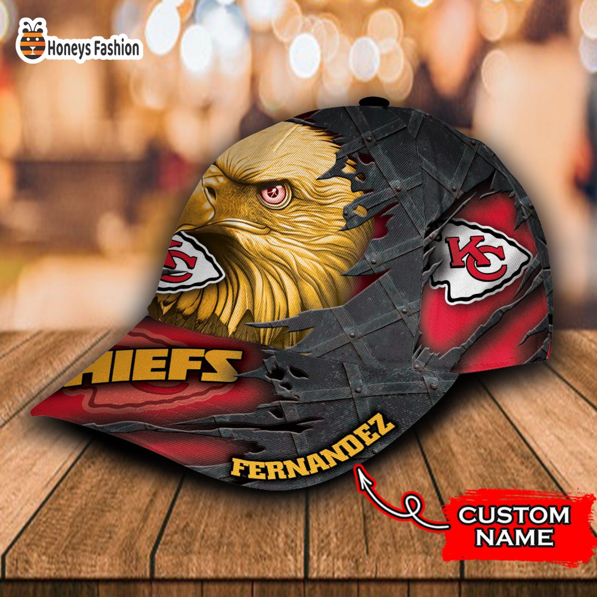 Kansas City Chiefs NFL Eagle Custom Name Classic Cap