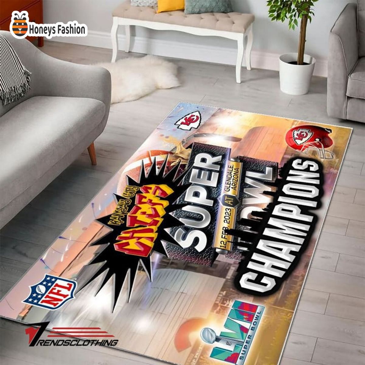 Kansas City Chiefs Super Bowl Champions LVII 2023 Rug Carpet