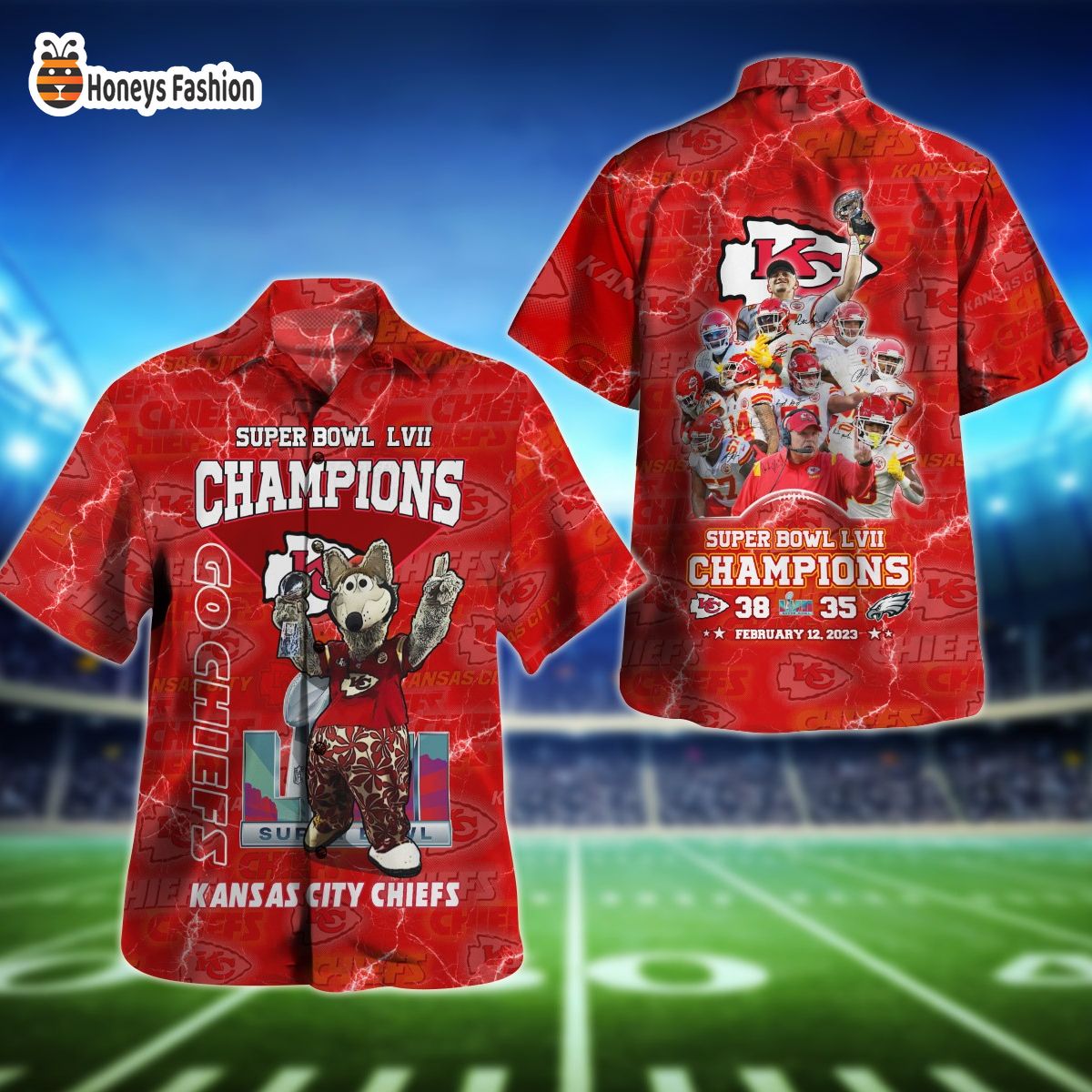 Kansas City Chiefs SuperBowl Champions LVII Febuary 12 2023 hawaiian shirt