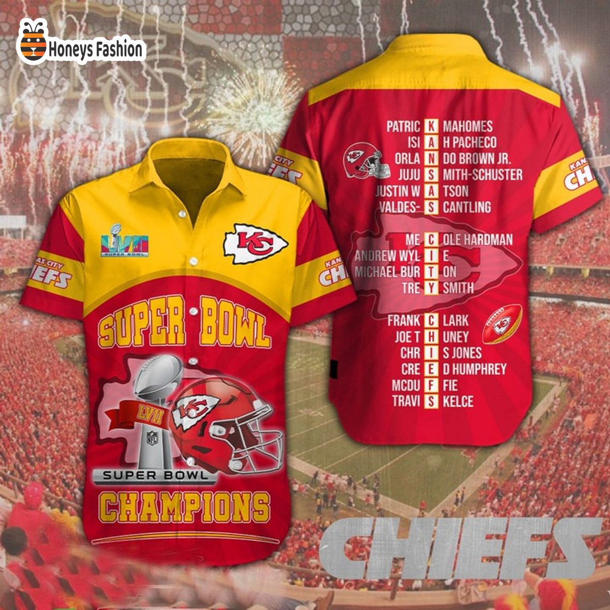 Kansas City Chiefs SuperBowl Champions LVII Patrick Mohomes Hawaiian Shirt