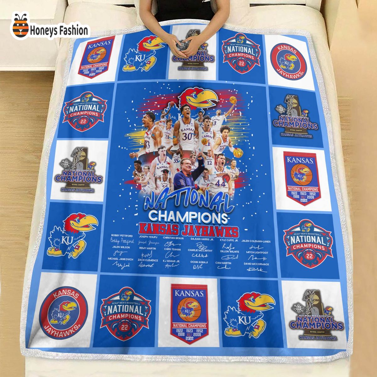 Kansas Jayhawks Basketball Champions Blanket