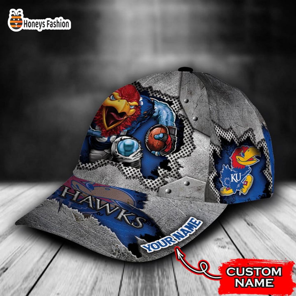 Kansas Jayhawks mascot custom name classic cap