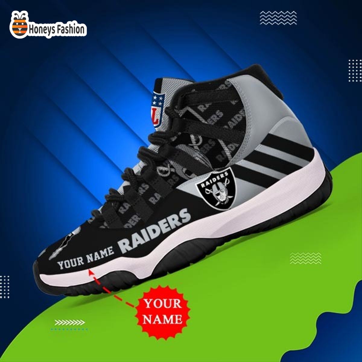 Las Vegas Raiders NFL Adidas Personalized Air Jordan 11 Shoes