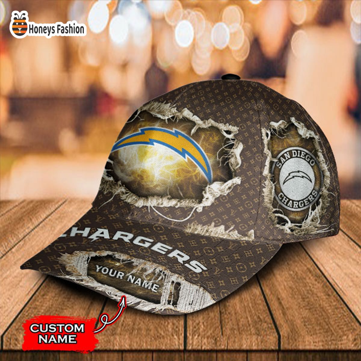 Los Angeles Chargers LV Louis Vuitton Custom Name Classic Cap