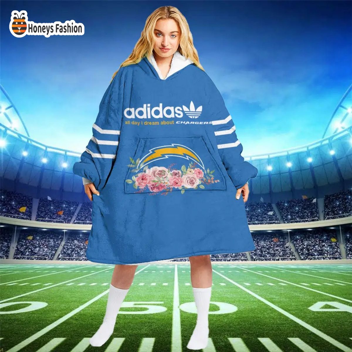 Los Angeles Chargers NFL Adidas all day i dream about Chargers blanket hoodie