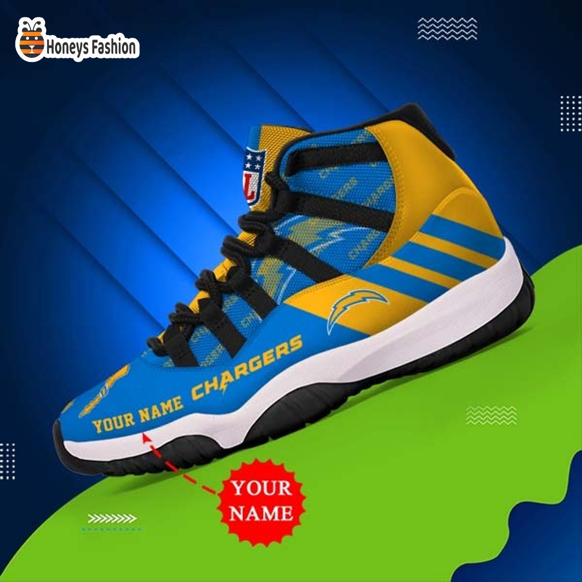 Los Angeles Chargers NFL Adidas Personalized Air Jordan 11 Shoes