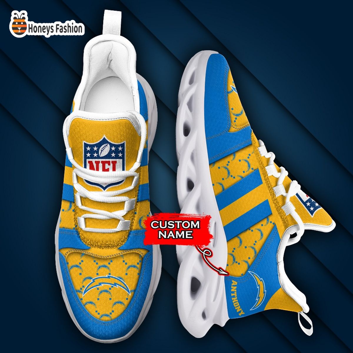 Los Angeles Chargers NFL Gucci Personalized Max Soul Shoes