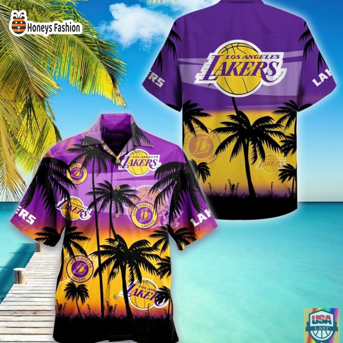 Los Angeles Lakers Mens Sunshine Hawaiian Shirt