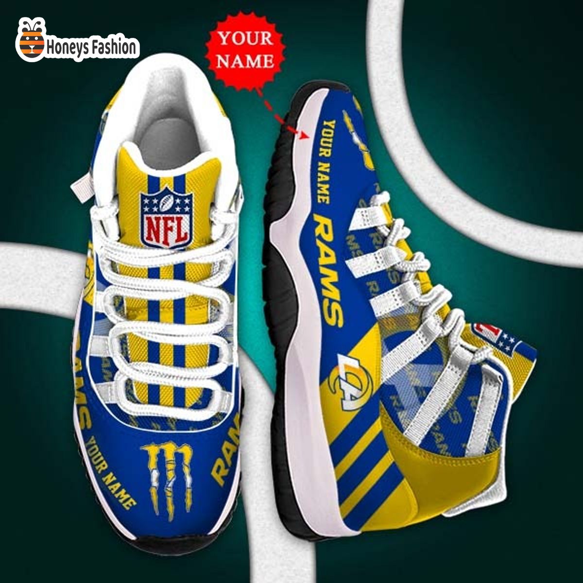 Los Angeles Rams NFL Adidas Personalized Air Jordan 11 Shoes
