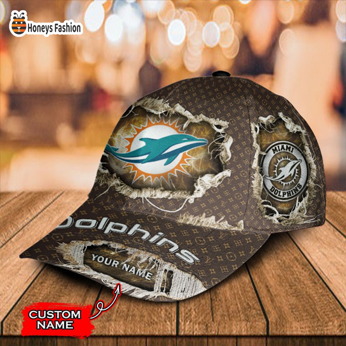 Miami Dolphins LV Louis Vuitton Custom Name Classic Cap
