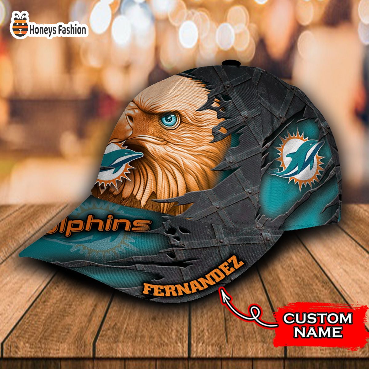 Miami Dolphins NFL Eagle Custom Name Classic Cap