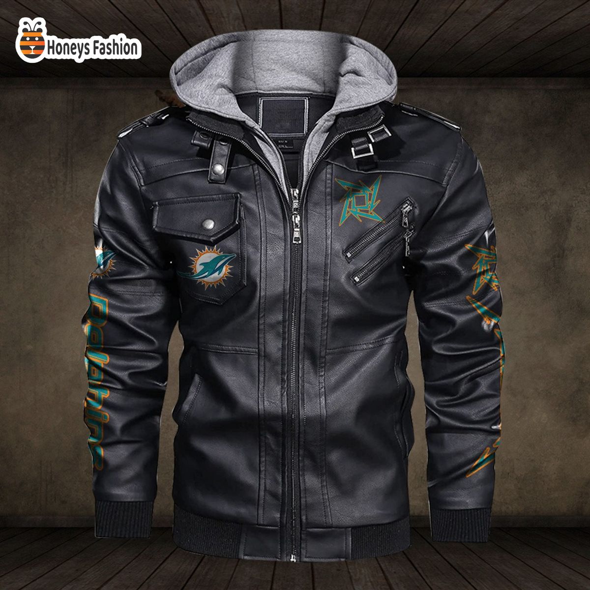 Miami Dolphins NFL Metallica 2D PU Leather Jacket