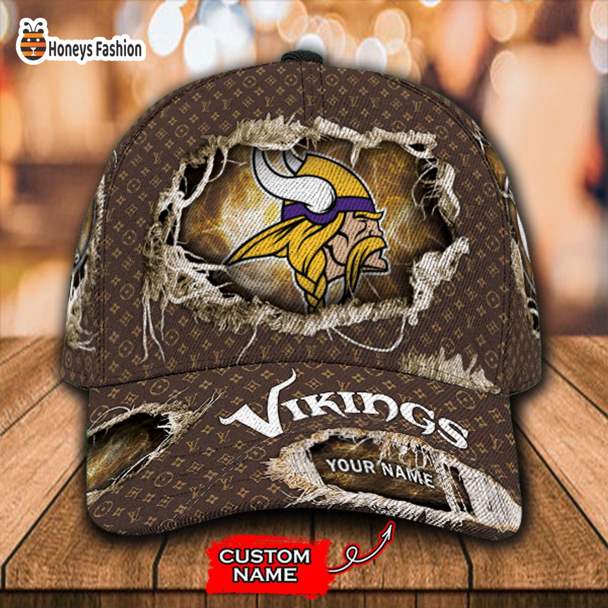 Minnesota Vikings LV Louis Vuitton Custom Name Classic Cap