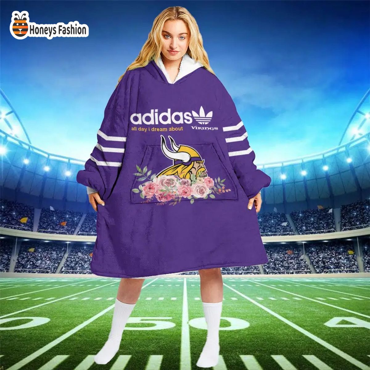 Minnesota Vikings NFL Adidas all day i dream about Vikings blanket hoodie