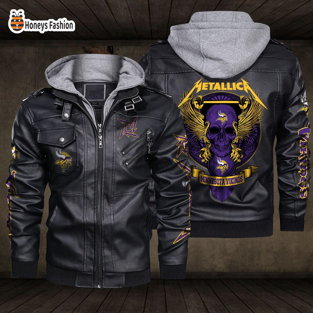 Minnesota Vikings NFL Metallica 2D PU Leather Jacket