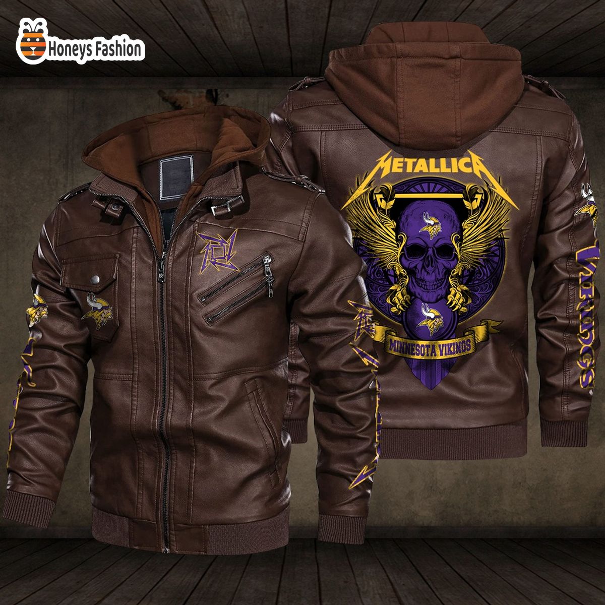 Minnesota Vikings NFL Metallica 2D PU Leather Jacket