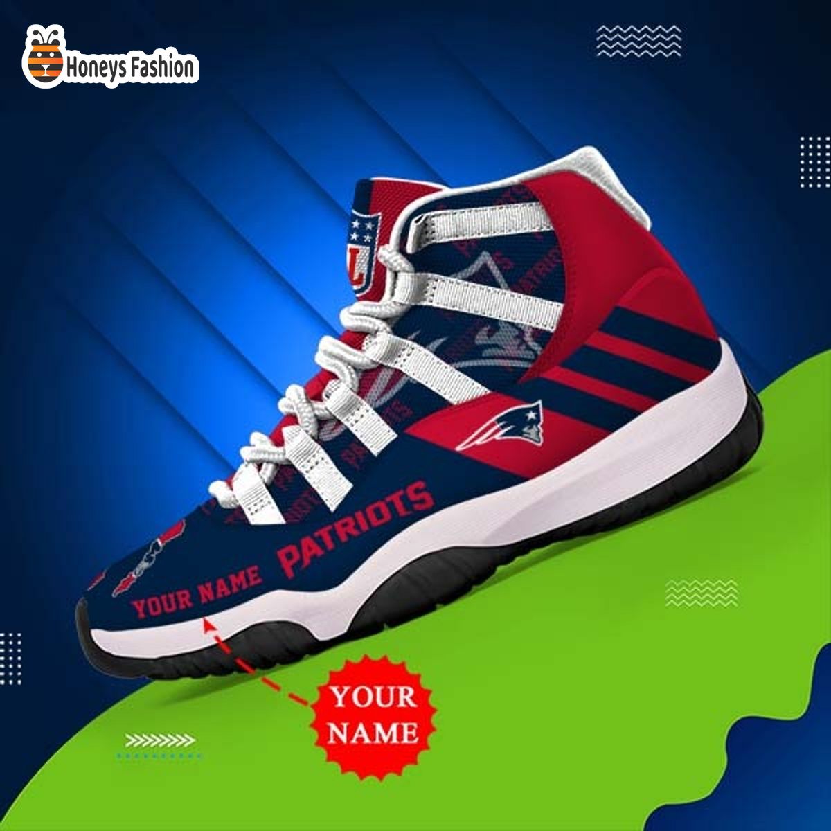 New England Patriots NFL Adidas Personalized Air Jordan 11 Shoes