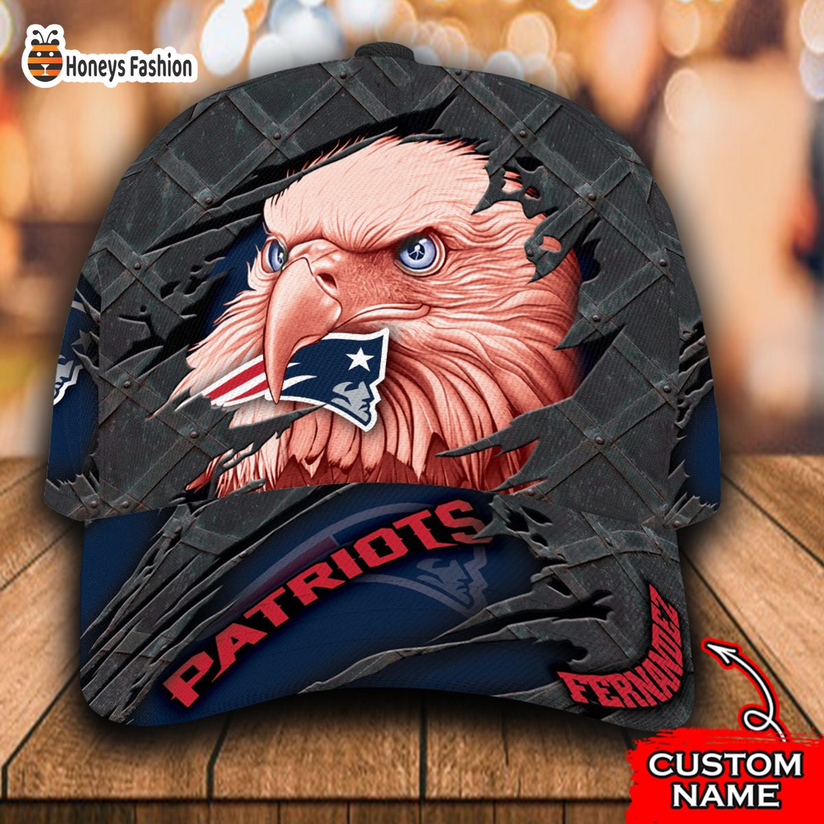 New England Patriots NFL Eagle Custom Name Classic Cap