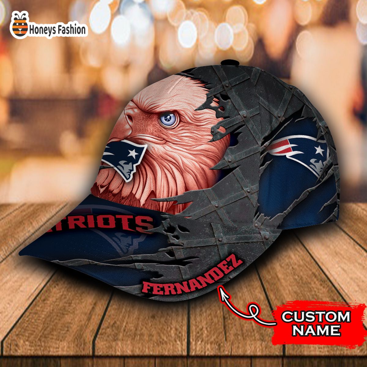 New England Patriots NFL Eagle Custom Name Classic Cap