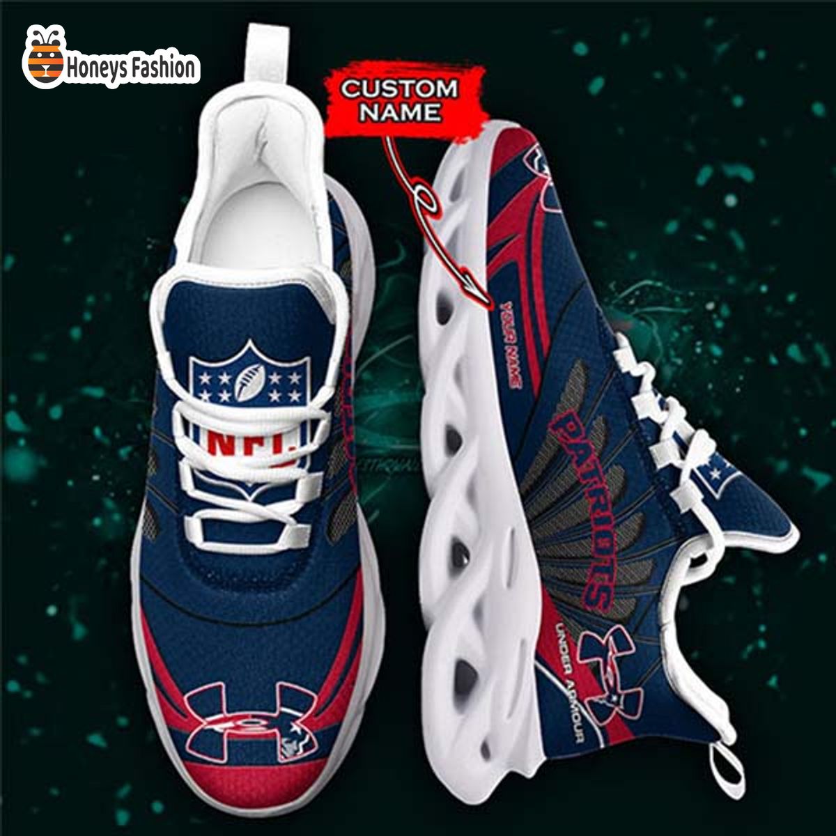 New England Patriots Under Armour Custom Name Max Soul Sneaker