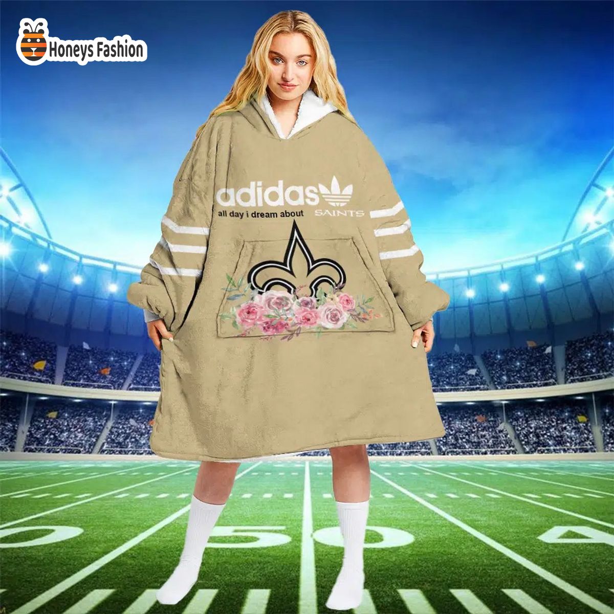New Orleans Saints NFL Adidas all day i dream about Saints blanket hoodie
