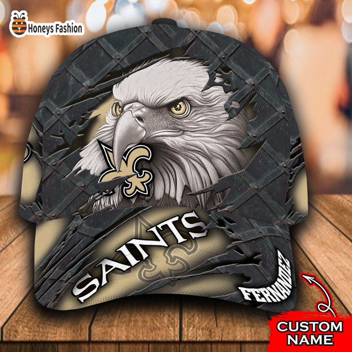 New Orleans Saints NFL Eagle Custom Name Classic Cap