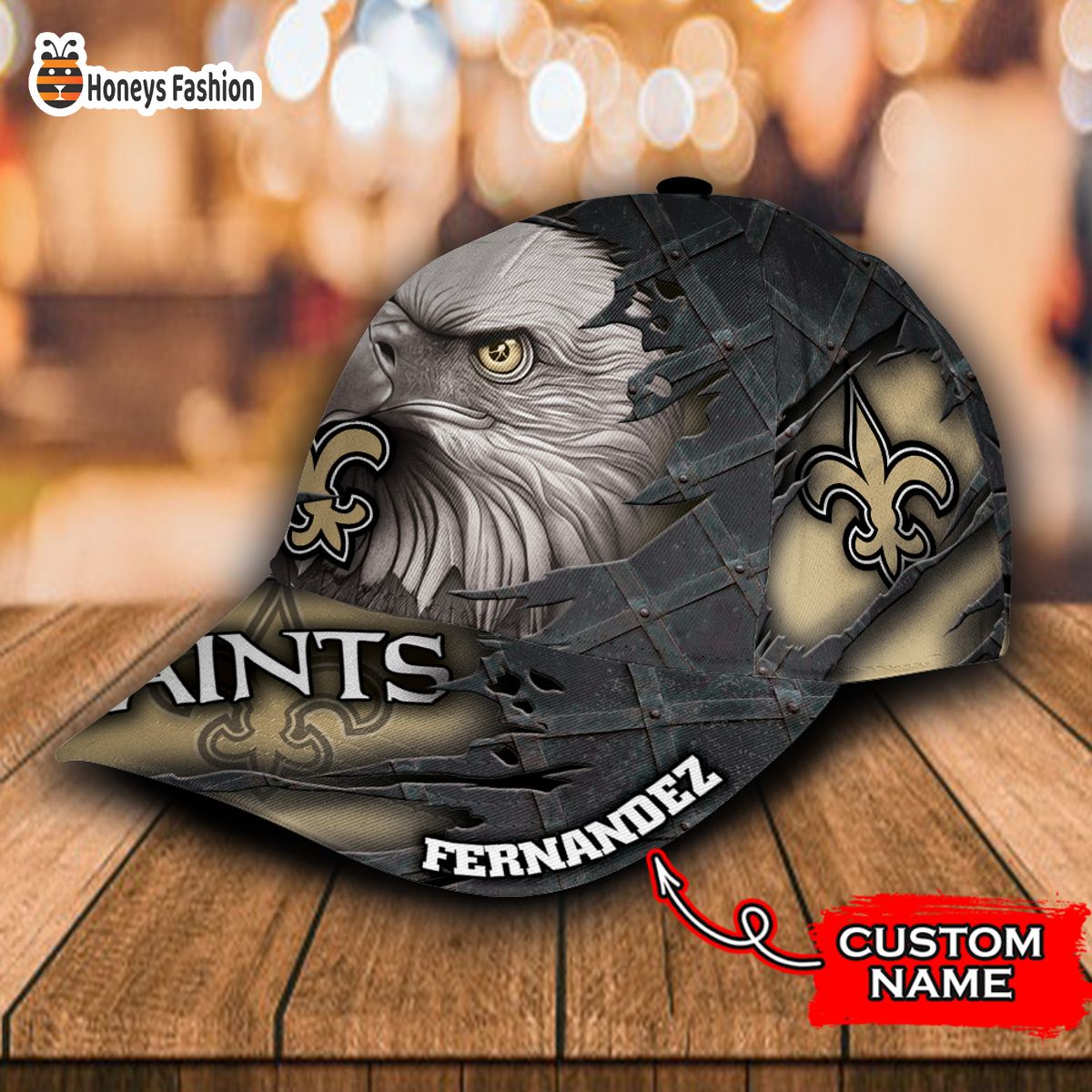 New Orleans Saints NFL Eagle Custom Name Classic Cap