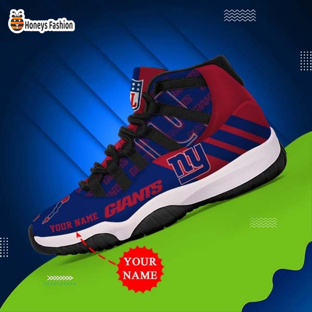 New York Giants NFL Adidas Personalized Air Jordan 11 Shoes