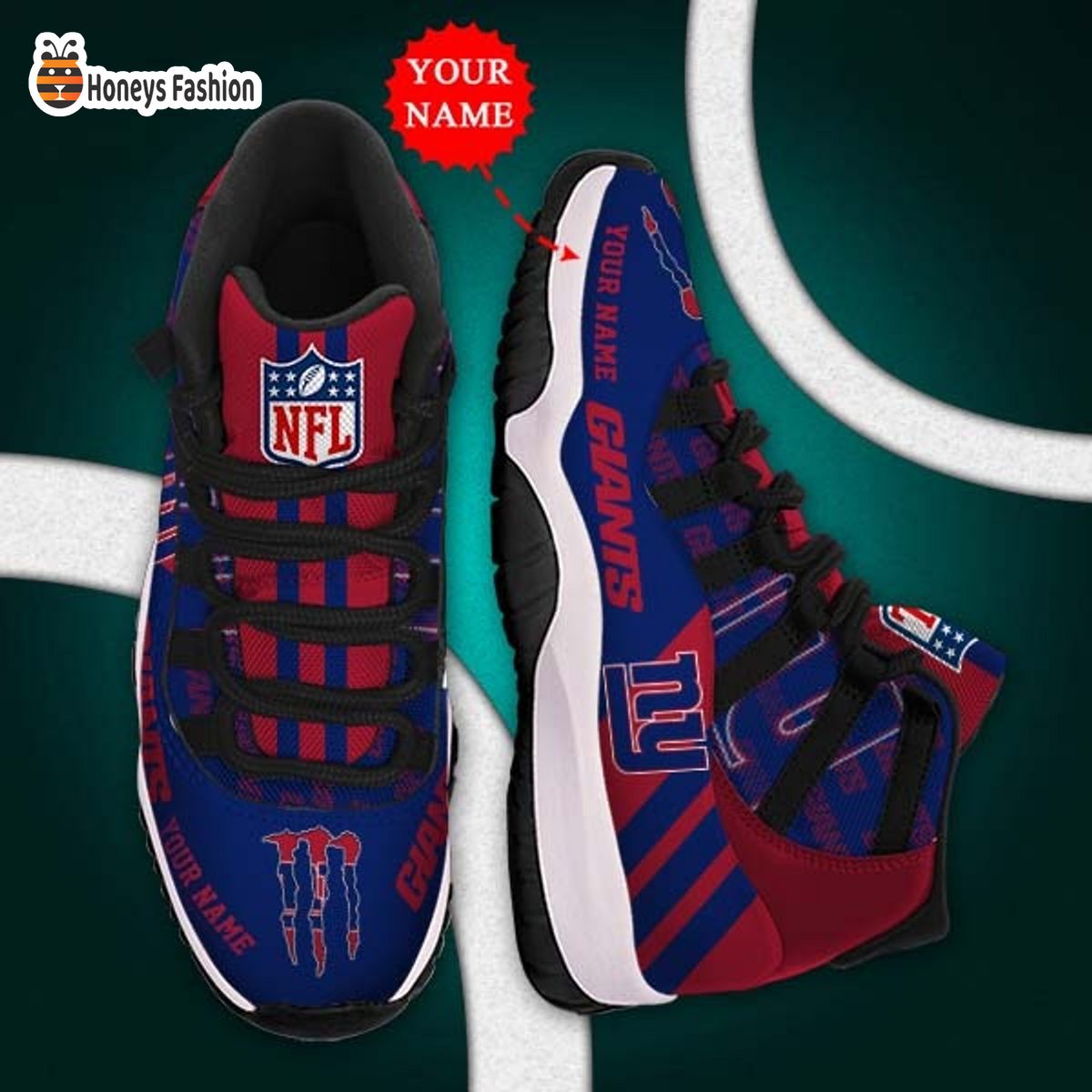 New York Giants NFL Adidas Personalized Air Jordan 11 Shoes