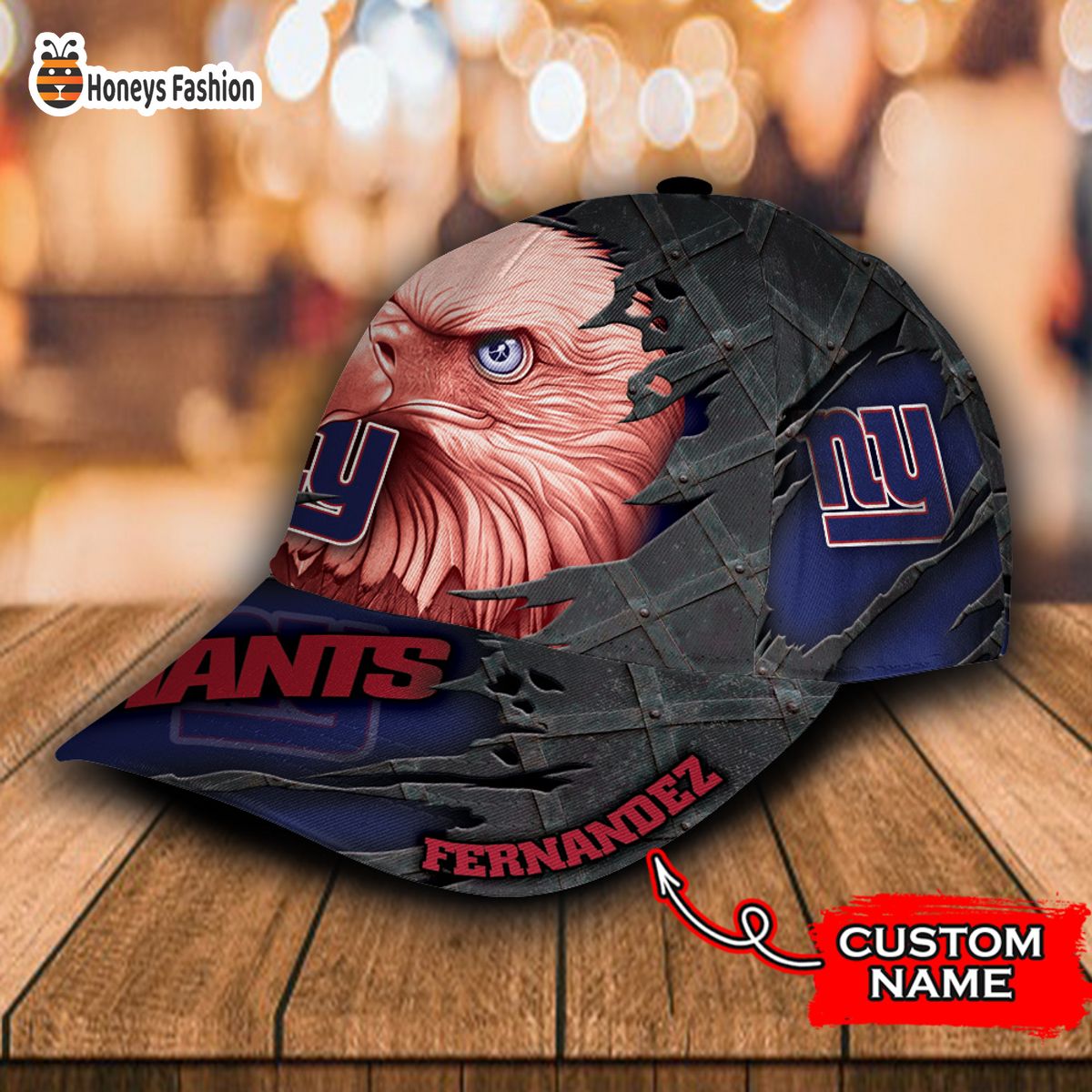 New York Giants NFL Eagle Custom Name Classic Cap