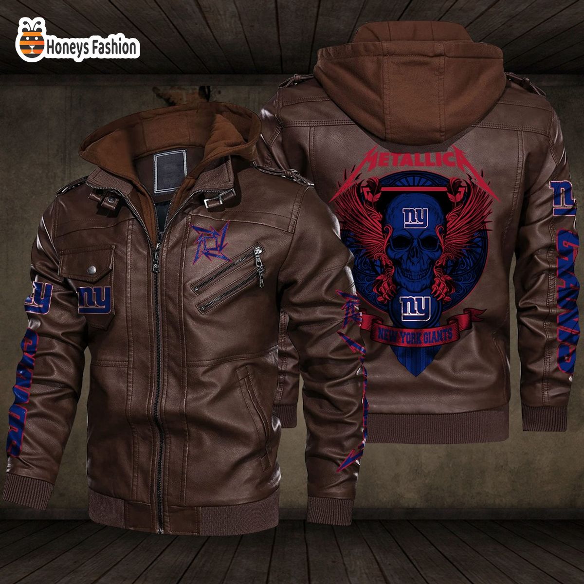 New York Giants NFL Metallica 2D PU Leather Jacket