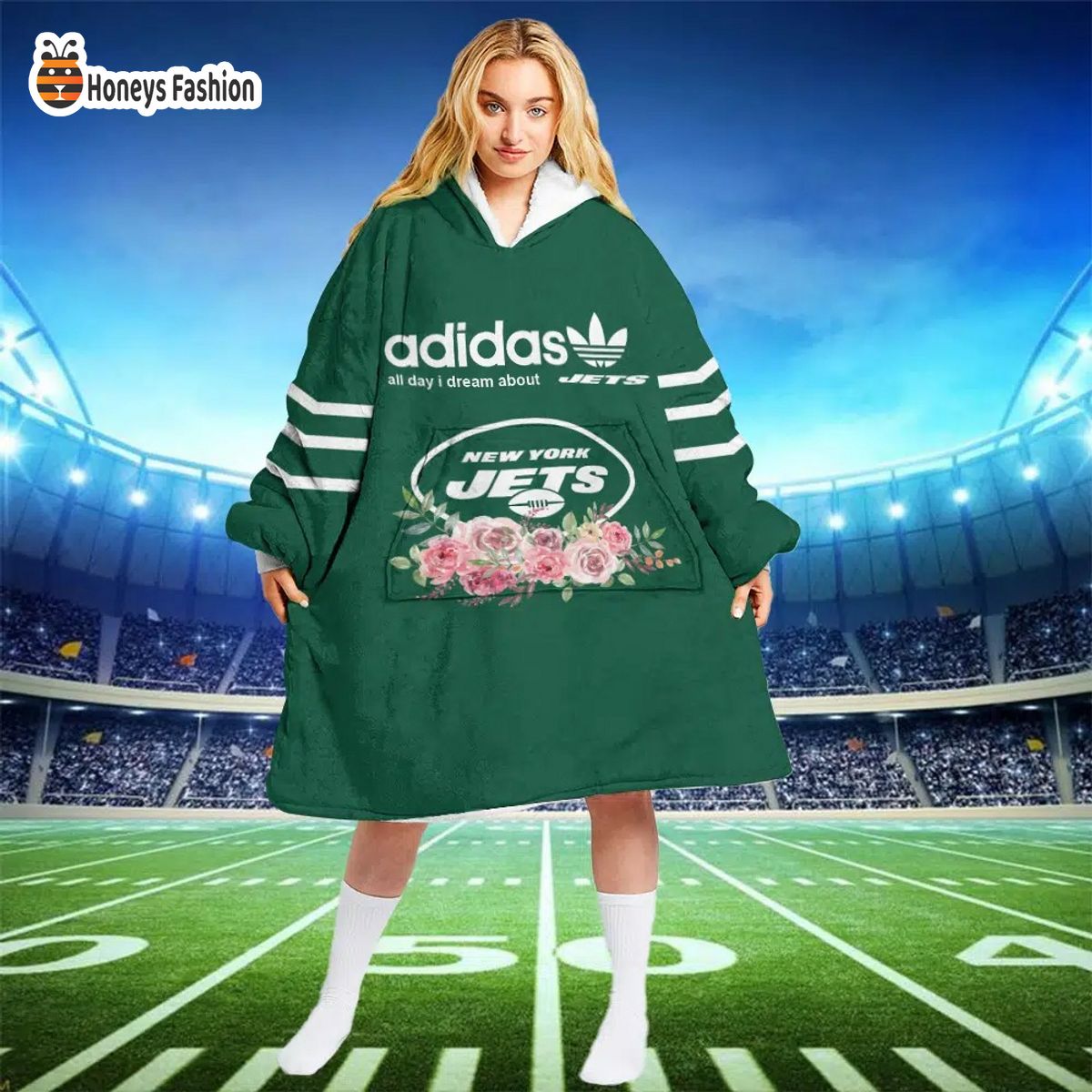 New York Jets NFL Adidas all day i dream about Jets blanket hoodie